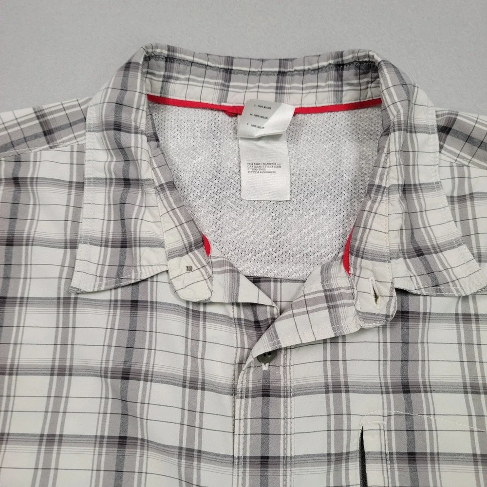 Men's The North Face Plaid Vented Button Down Shirt,‎ White/Grey, XL, Preowned